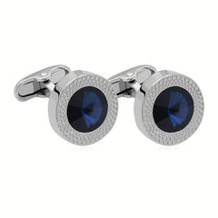 Men's Zircon Cufflinks Metal Round Cufflinks