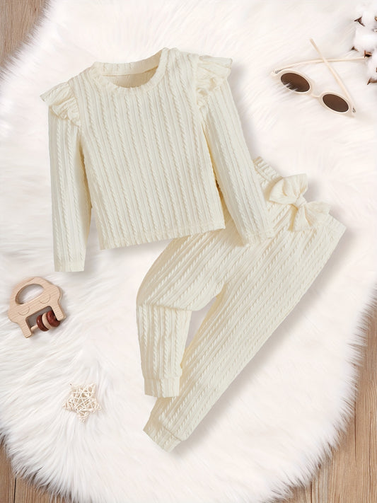 Toddler Ruffle Long Sleeve T-shirt Top Pants Fall Winter Outfit