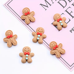 10pcs Christmas Gingerbread Man Resin Ornament DIY Decoration Accessories