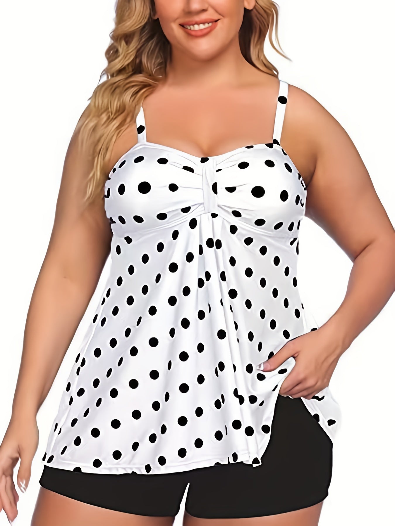  Polka Dot Print Cami Top & Shorts Bathing Suit Set