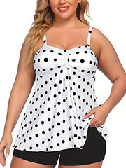  Polka Dot Print Cami Top & Shorts Bathing Suit Set