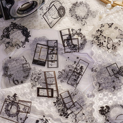 30pcs Ink Sticker Pack Retro Lace Flower Journal Decoration Material