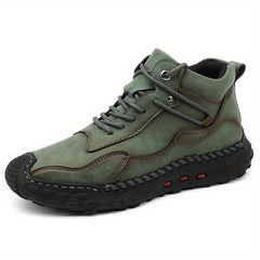 Men's PU Leather Lace-up Sneakers Comfortable Casual Walking Shoes