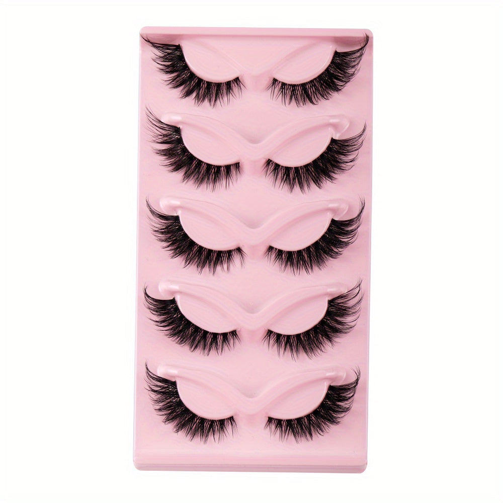 5 Pairs Fox Eye Lashes Winged End Cat Eye Lashes for Party Makeup