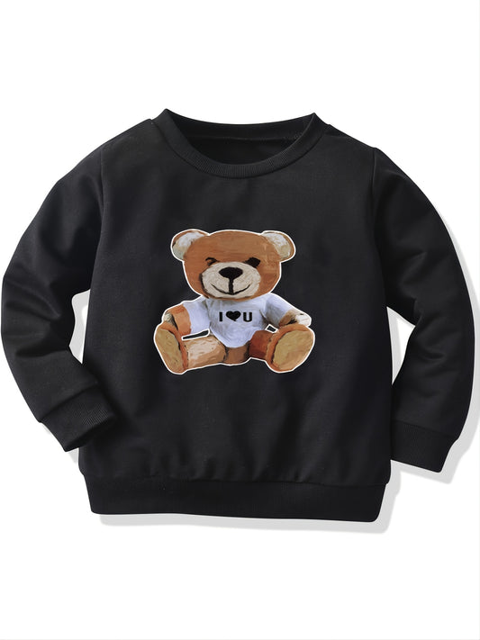 Boys' Bear Print Crew Neck Sweatshirt