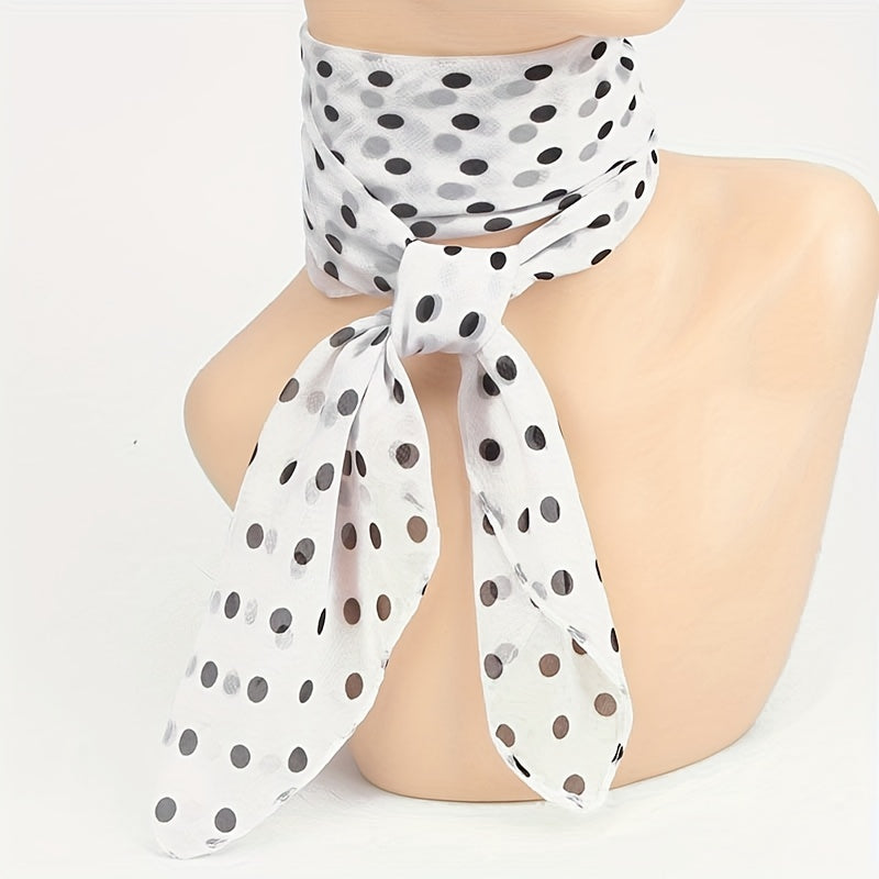 Polka Dot Print Chiffon Neckerchief Square Scarf Bandana Hair Accessories