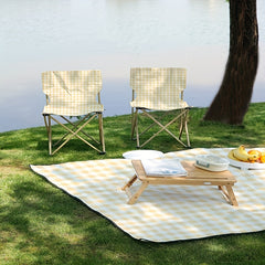 Yellow Plaid Foldable Picnic Blanket Waterproof Portable Beach Blanket