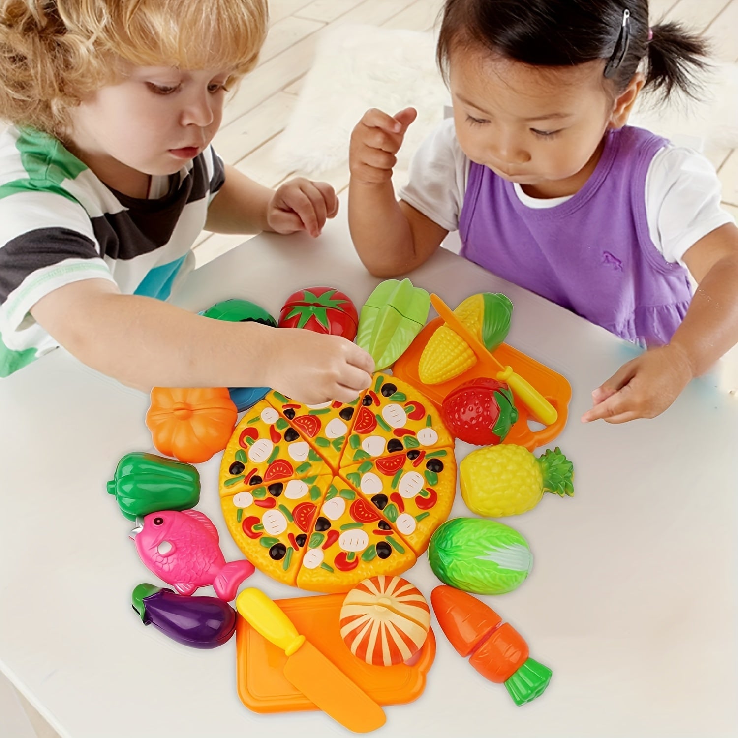 Kids Toy Kitchen Set with Pizza, 16pcs - ABS Material
