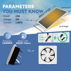 12V Solar Powered Exhaust Fan Square/Round Vent for Kitchen Bathroom Greenhouse