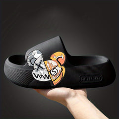 Men's Anime Print Non Slip Platform Slides Comfortable Cloud Slides