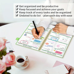 Undated Daily Planner Spiral To Do List Meal Tracker Appointment Hourly Pocket