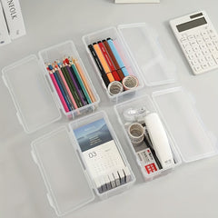 Transparent Plastic Storage Box Large Capacity Pencil Marker Case