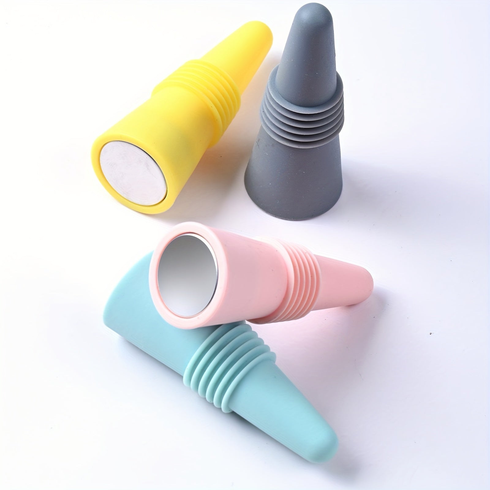 4pcs Silicone Wine Stoppers for Red Wine Champagne Beer DIY Bottle Stoppers