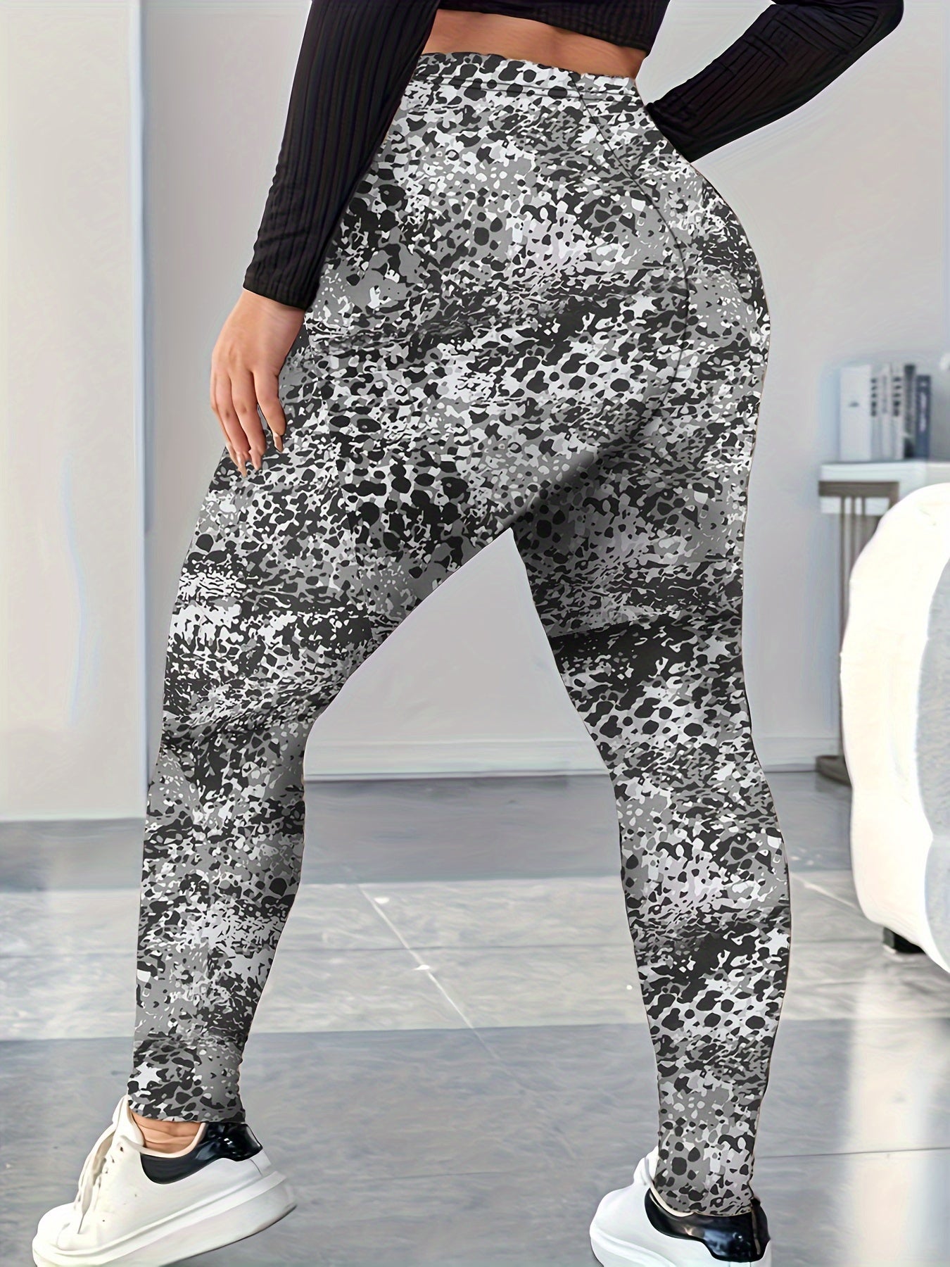  Splash Painting Print High Rise Skinny Trousers