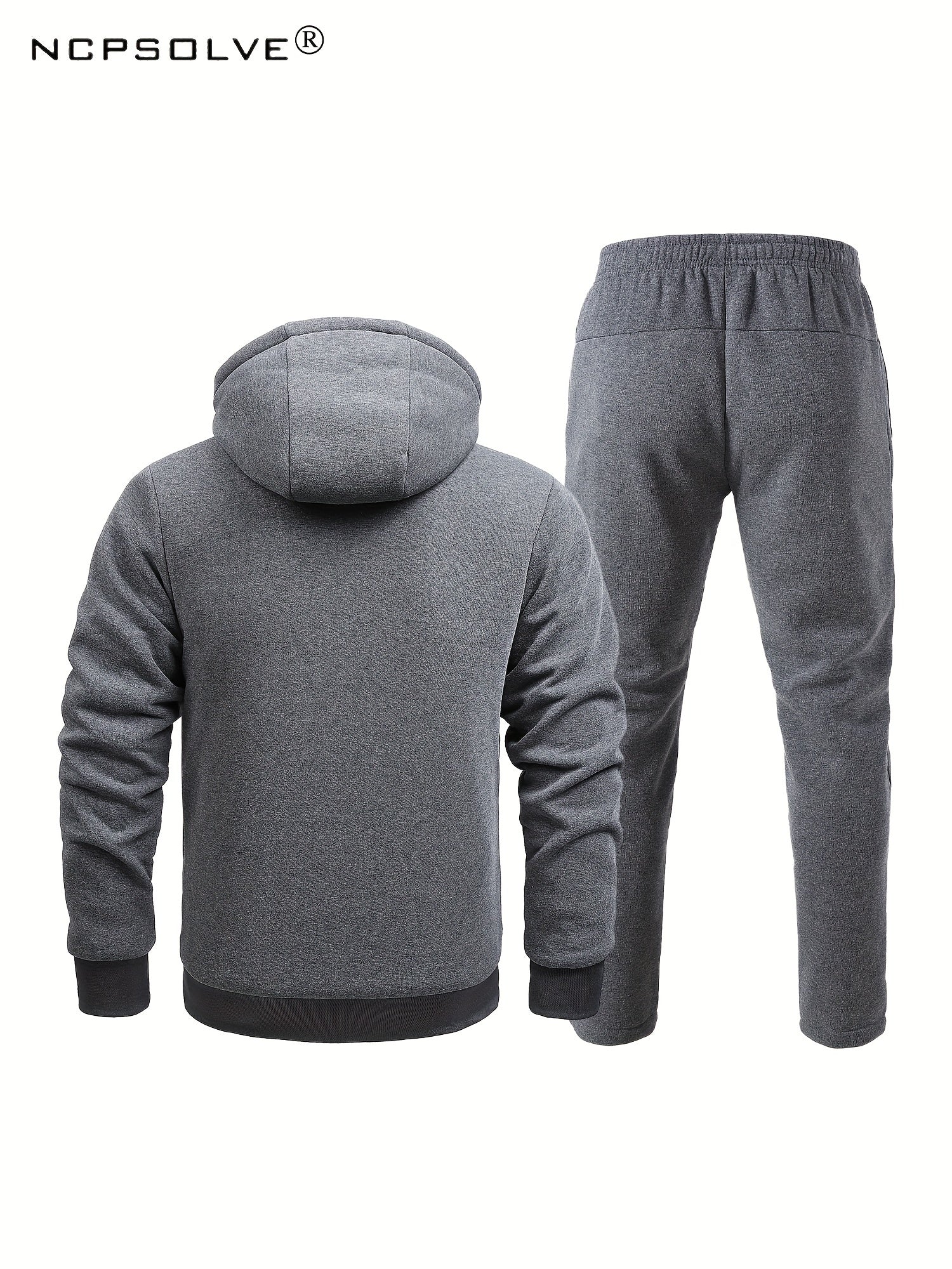 Men's Winter Sports Suit Stand Collar Zip Jacket & Thick Pants