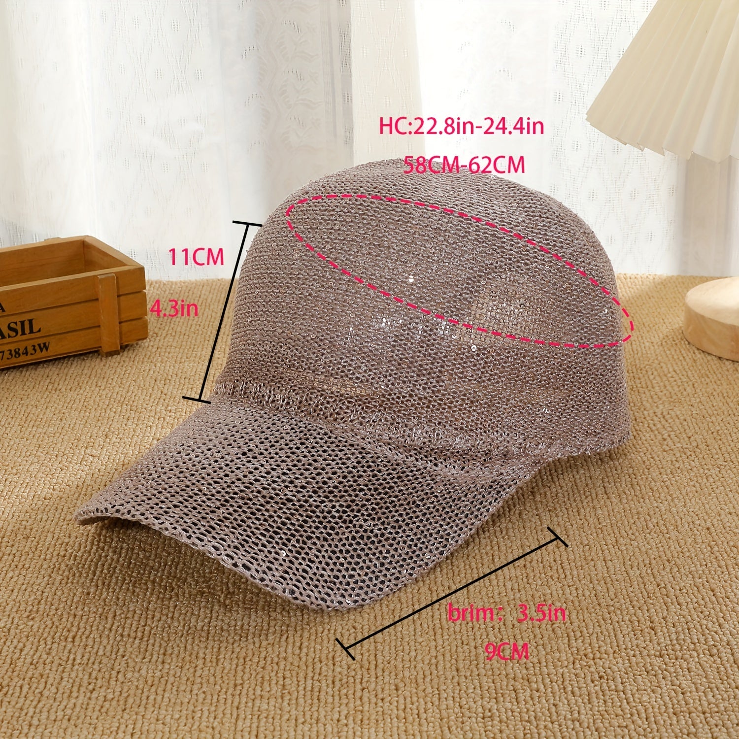 Glitter Shinny Knitted Baseball Cap Solid Hollow Breathable Dad Hat