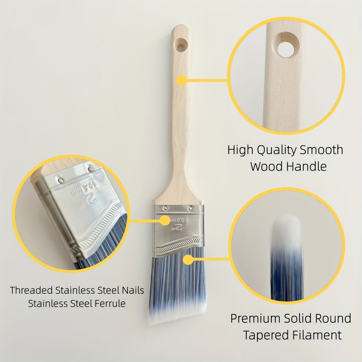 5.08 cm Angled Trim Long Handle Paint Brush for Various Surfaces