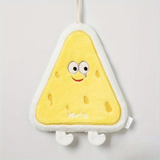 Cartoon Pattern Coral Fleece Fingertip Towel with Hanging Loop