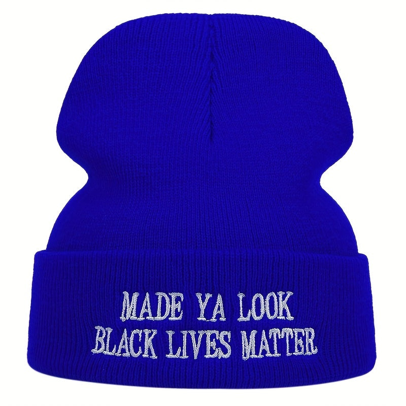 Knitted Hat Embroidery Ski Winter Beanie Skullies Cap Hip H