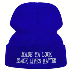 Knitted Hat Embroidery Ski Winter Beanie Skullies Cap Hip H