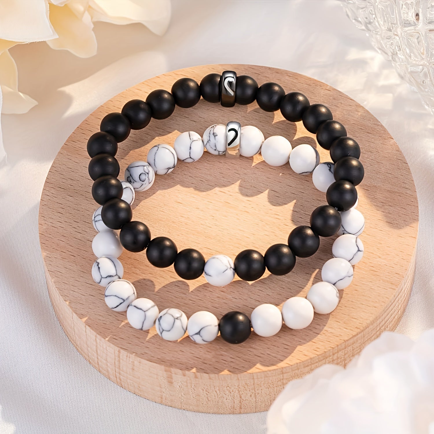 Natural Stone Matching Couple Bracelets for Him & Her High Stretchy C