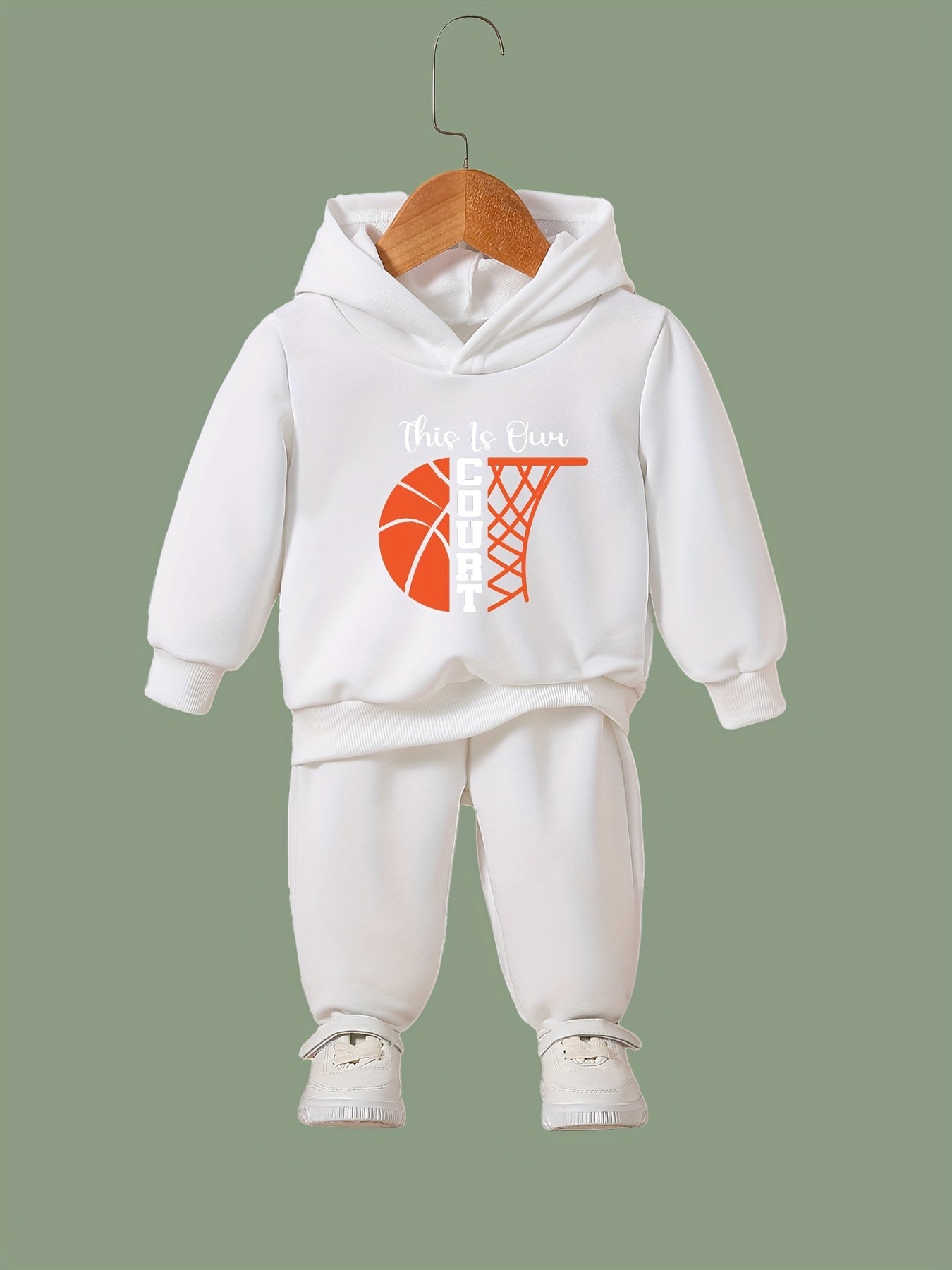 Basketball Pattern Long Sleeve Hooded Sweatshirt Girls Comfy Hoodies