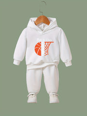 Basketball Pattern Long Sleeve Hooded Sweatshirt Girls Comfy Hoodies
