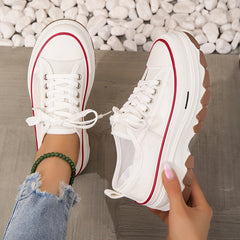 Women's Mesh Sneakers Lace Up Low Round Toe Thick Bottom Shoes