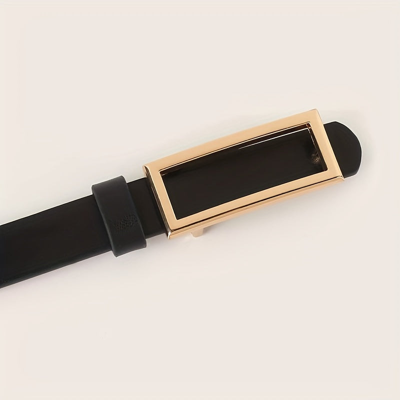 Rectangular Buckle Thin Belt Solid PU Leather Vintage Dress Girdle