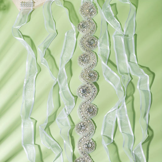 Rhinestone Mesh Ribbon Belt Bridal Wedding Belt