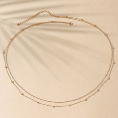 Layered Belly Body Chain Metal Bead Waist Chain Summer Beach Jewelry