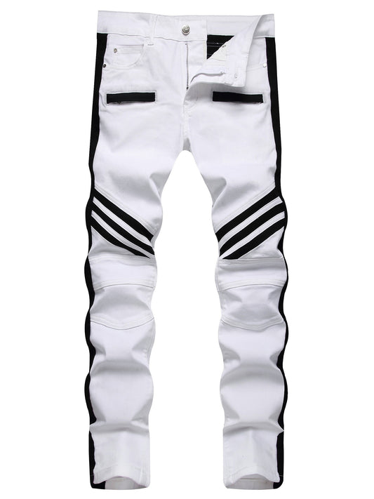 Boys Striped Skinny Slim Fit Denim Jeans Washed Pants Kids Clothing