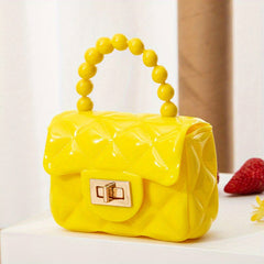 Colorful Pearl Argyle Bag Princess Handle Bag Purse