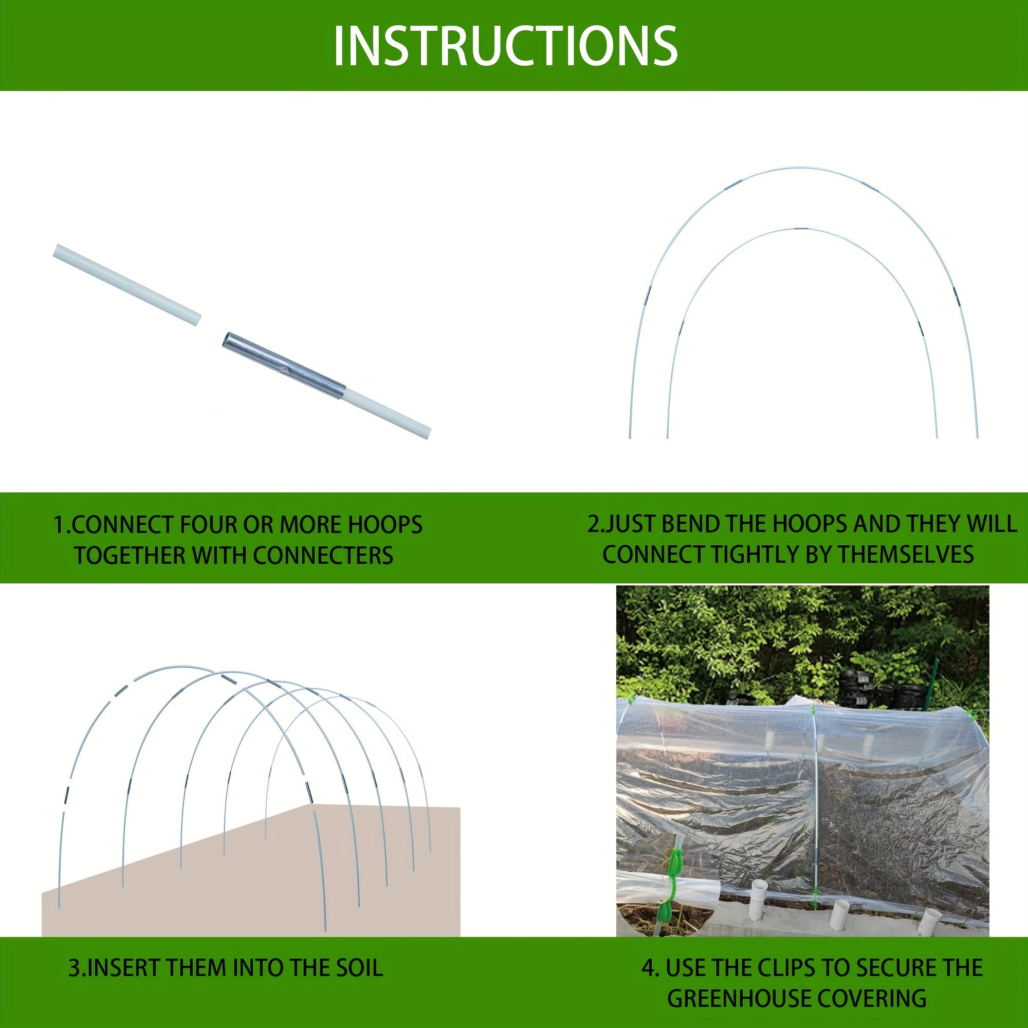 25 50pcs Greenhouse Hoops Grow Tunnel Rust Fiberglass Support Frame