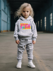 Girls Boys 2pcs Hooded Pullover Pants Set For Spring Fall