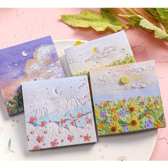 8pcs Painting Sticky Notes Student Message Notes Scenery Notes 50