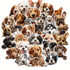 50pcs Peeking Cats Dogs Stickers for Water Bottle Laptop Notebook