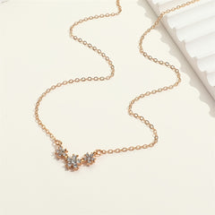 Small Flower Inlaid Rhinestones Necklace for Girls Women