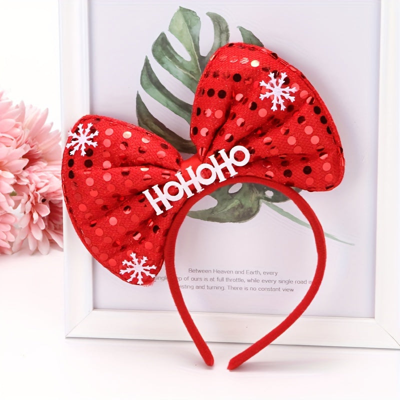 Christmas Festive Supplies Sequin Letter Bow Headband Word Sign