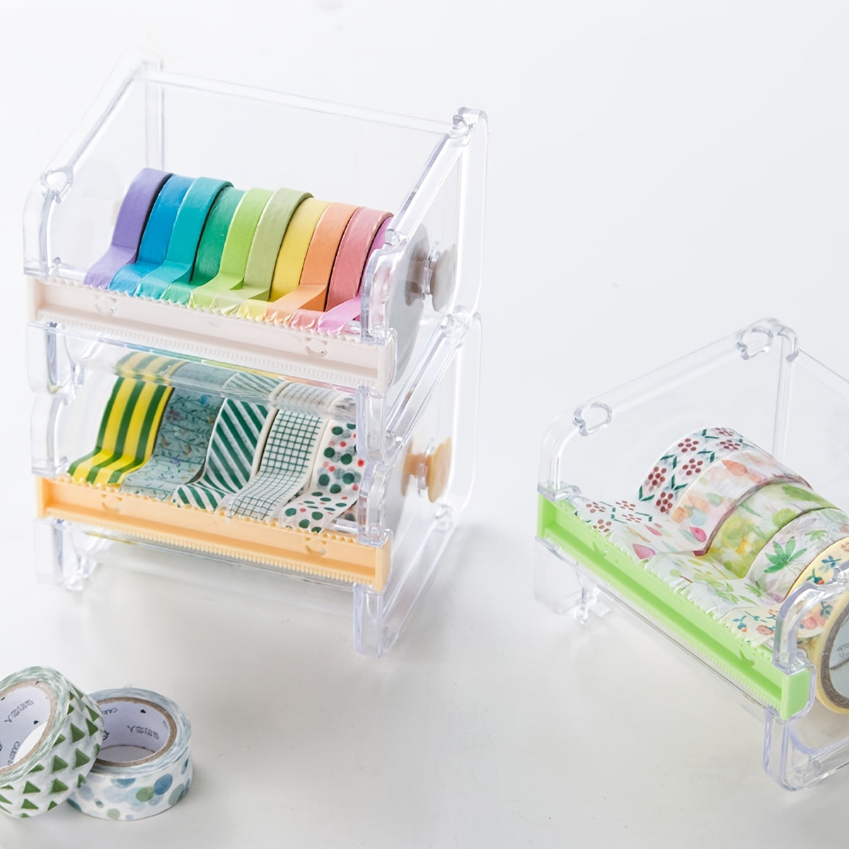 Mini Office Stationery Tape Storage Box with Cutting Tape Holder