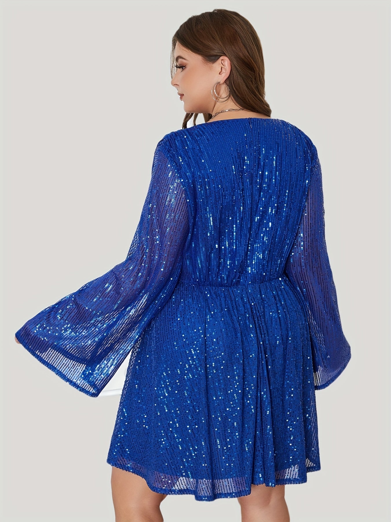  Sparkle Sequin Lantern Sleeve Bodycon Party Dress