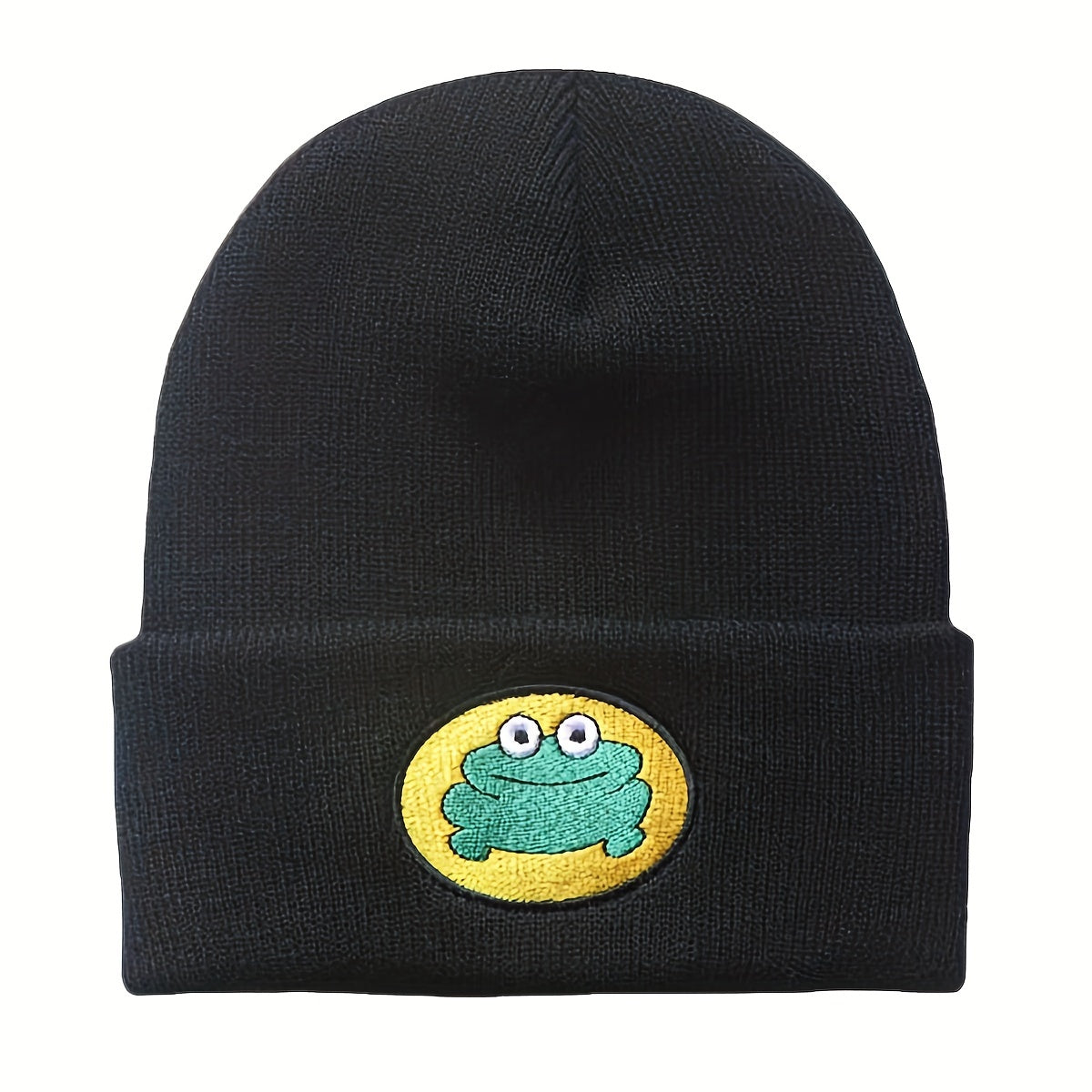 Cartoon Frog Embroidery Beanie Hat Warm Unisex Ski Cap