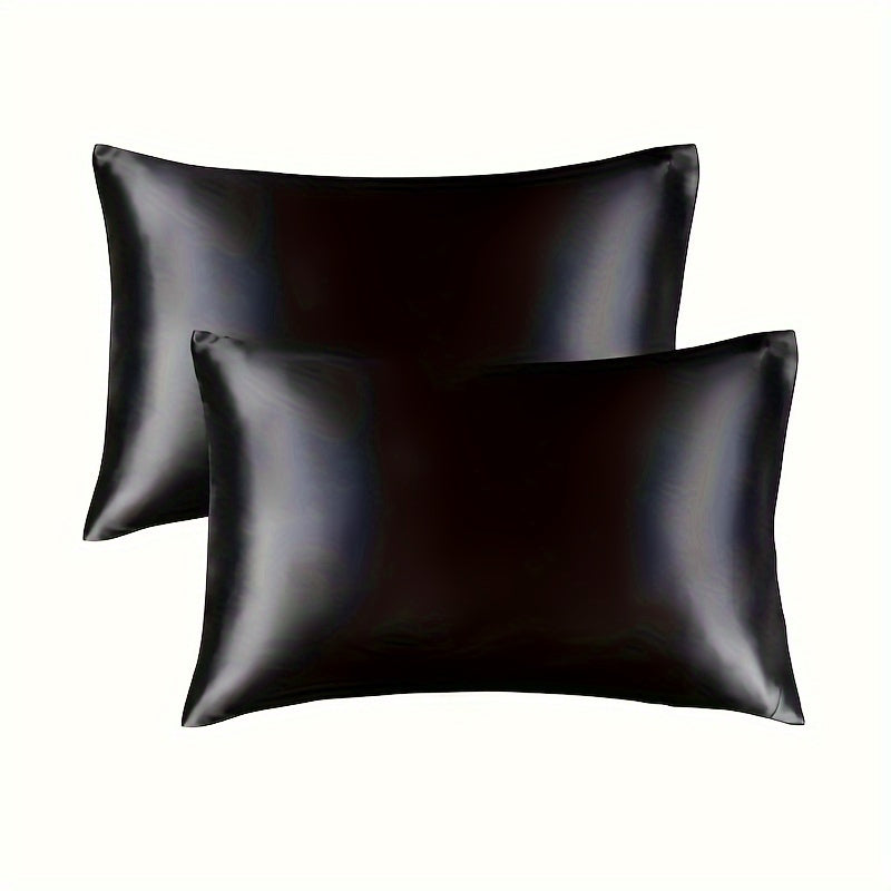 2pcs Ice Silk Face Pillowcase Solid Color Single Pillowcase RV Holiday Bedding