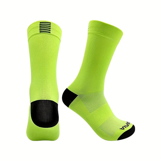 Mid Calf Athletic Socks for Cycling Running Sweat Absorbing Sports Socks