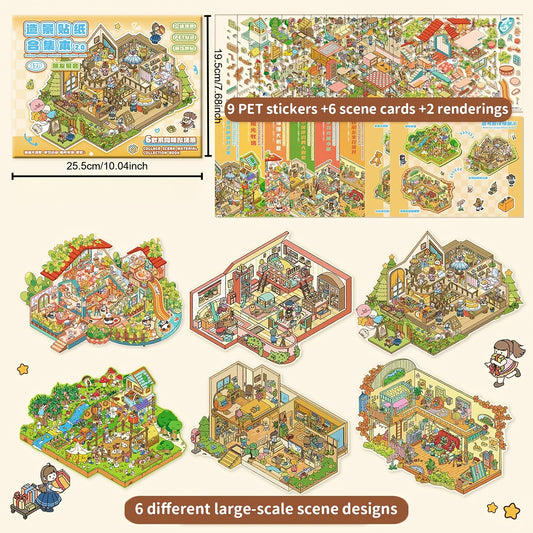 17pcs Landscape Sticker Collection Book DIY Scrapbook Decal