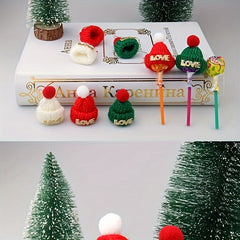 Mini LOVE Woolen Hat Christmas Gift Decorative Lollipop Fork Bottle Hat