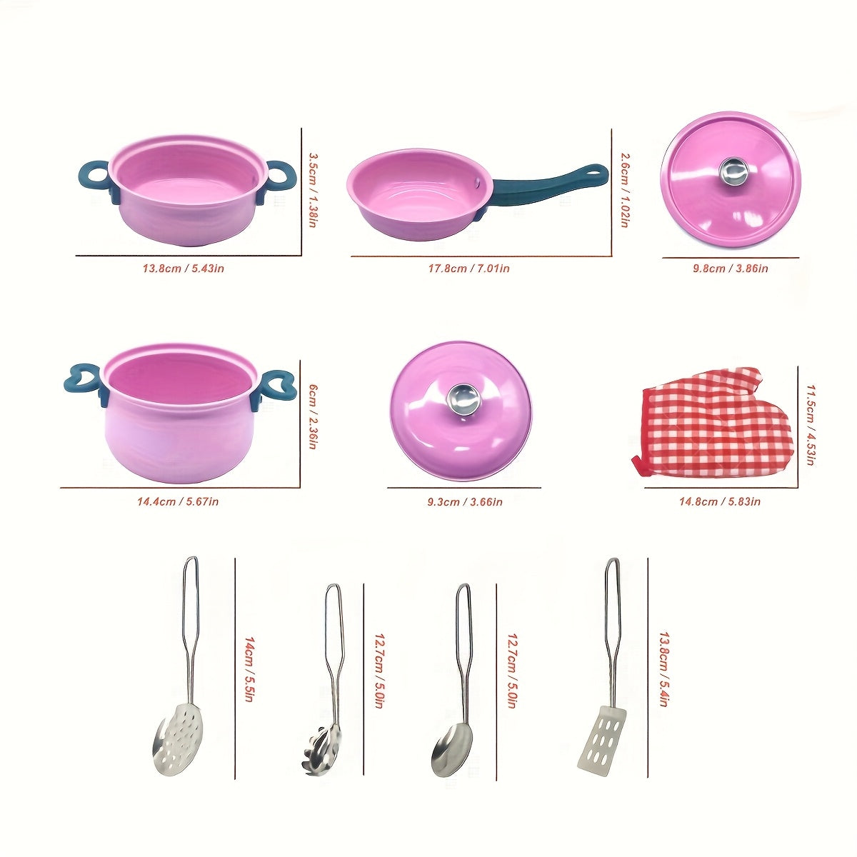 Pink Stainless Steel Cooking Set for Kids