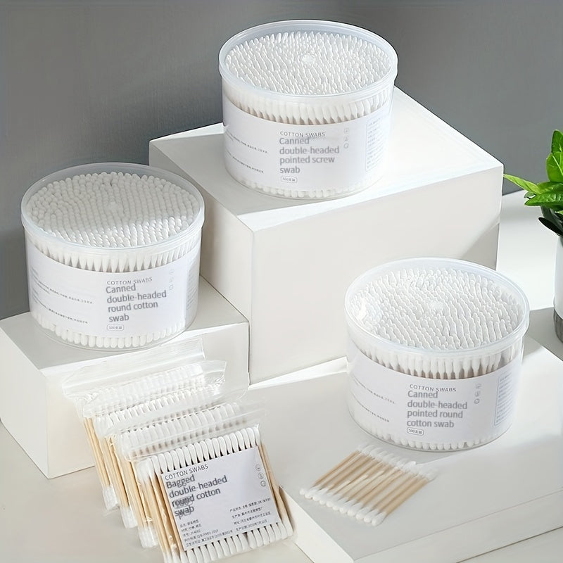 500pcs Disposable Swabs Double Ended Buds with Box for Makeup Daily Cleaning