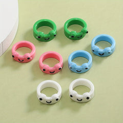 8pcs Cartoon Frog Resin Rings for Girls Party Holiday Gift