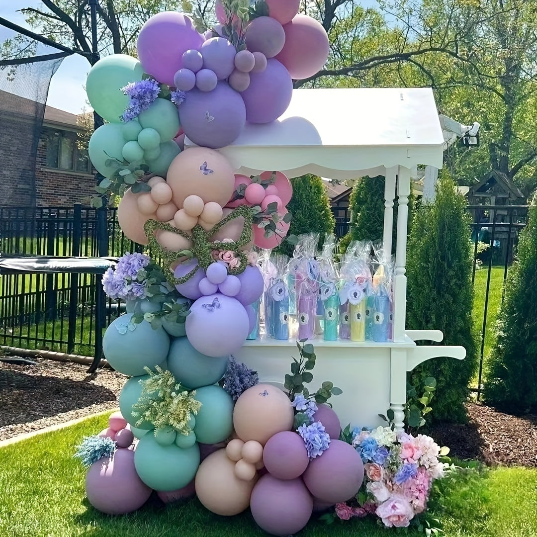 148pcs Purple Butterfly Balloon Set for Party Scene Layout
